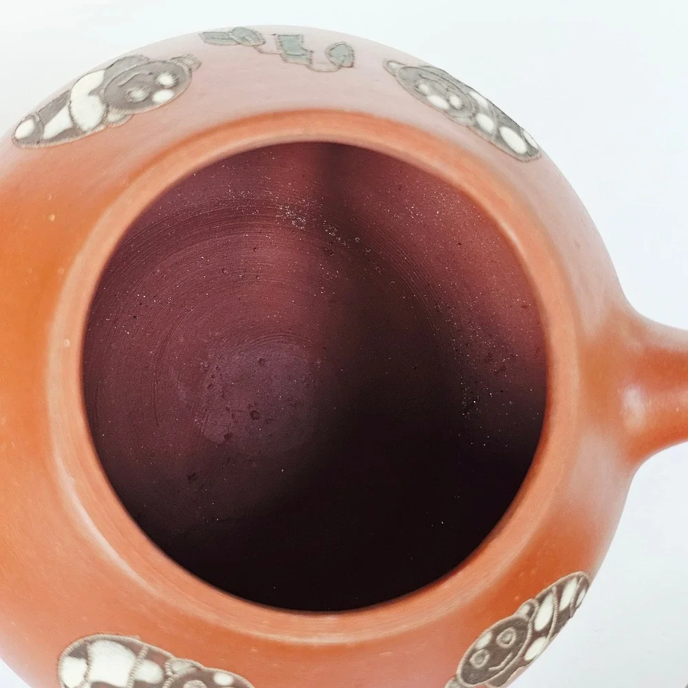 Vintage Yixing Zisha Clay Teapot Panda Bamboo Wire Inlay Chinese Tea Pot